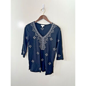 J.‎ Jill Women’s Embroidered Blouse Size XS P Coastal Timeless Casual Boho Chic